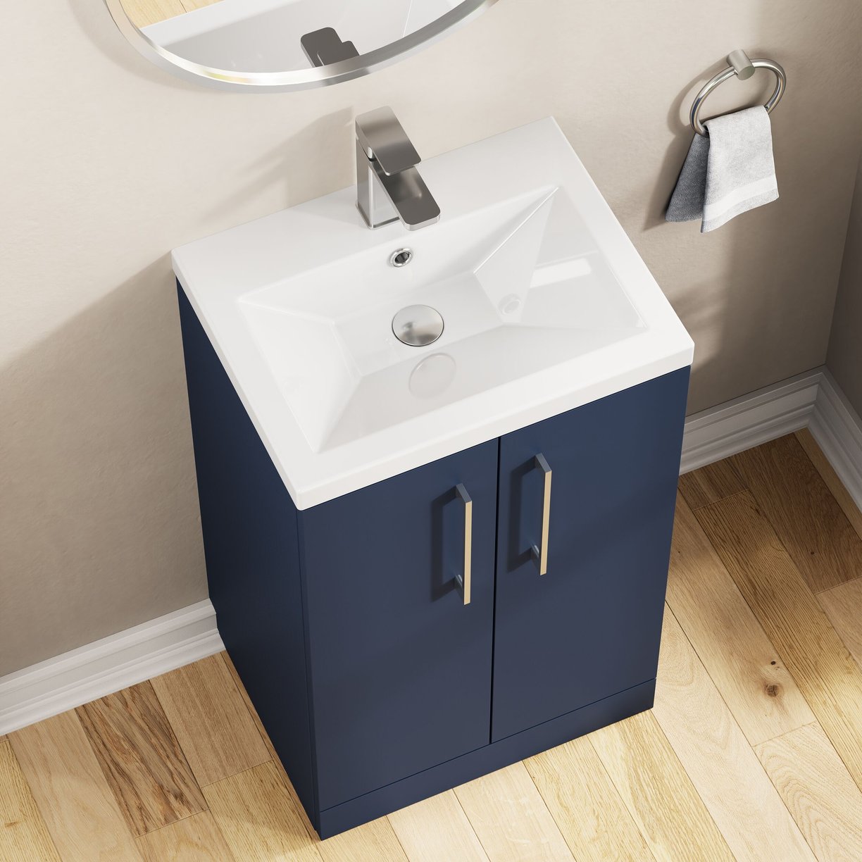 500mm Fs 2-Door Vanity & Ceramic Basin - Indigo Blue