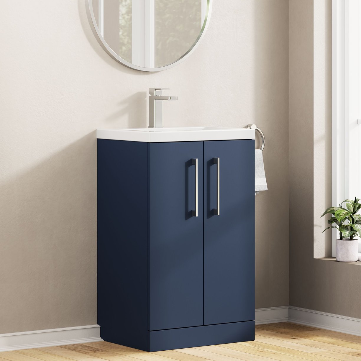 500mm Fs 2-Door Vanity & Ceramic Basin - Indigo Blue