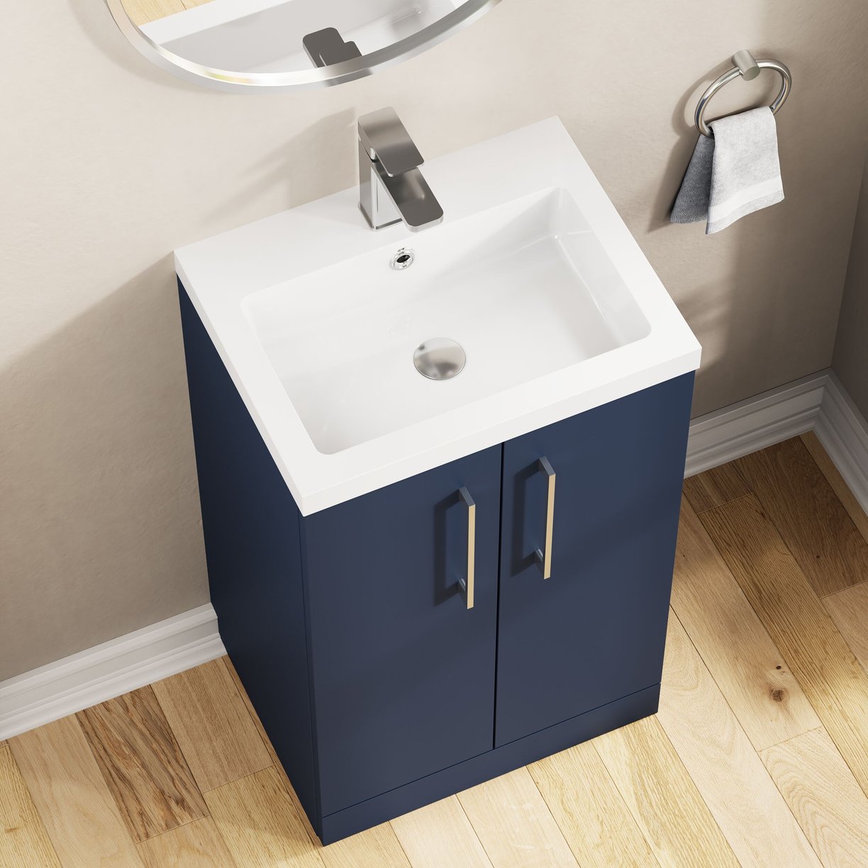 500mm Fs 2-Door Vanity & Polymarble Basin - Indigo Blue