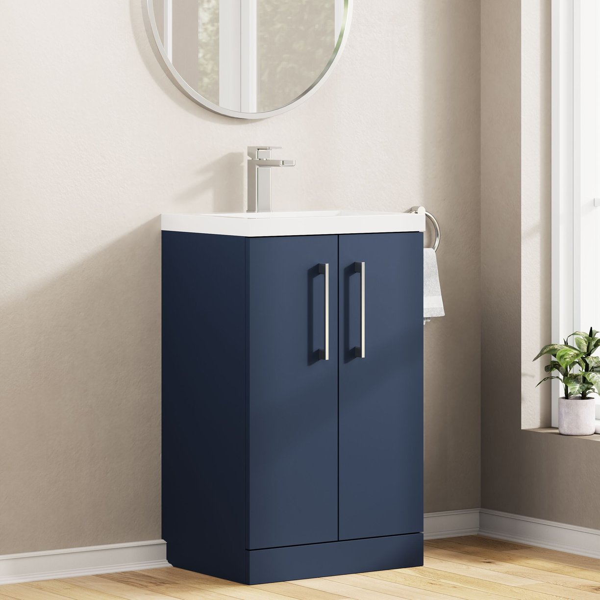 500mm Fs 2-Door Vanity & Polymarble Basin - Indigo Blue