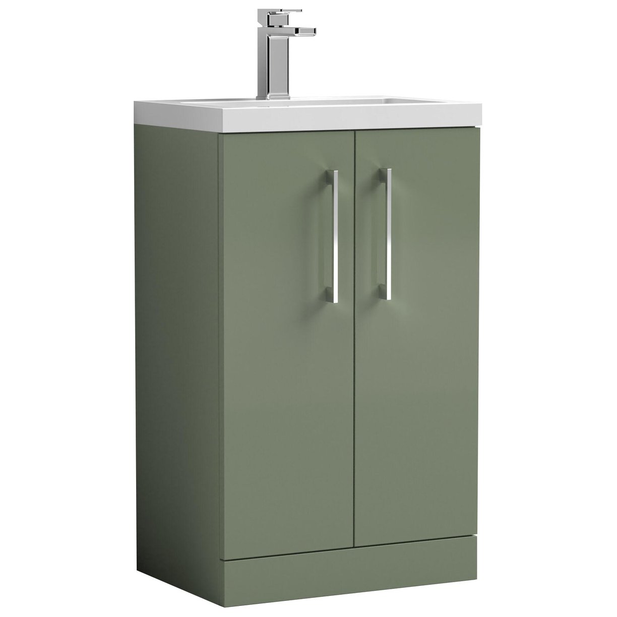 500mm FS 2-Door Vanity & Polymarble Basin - Satin Green