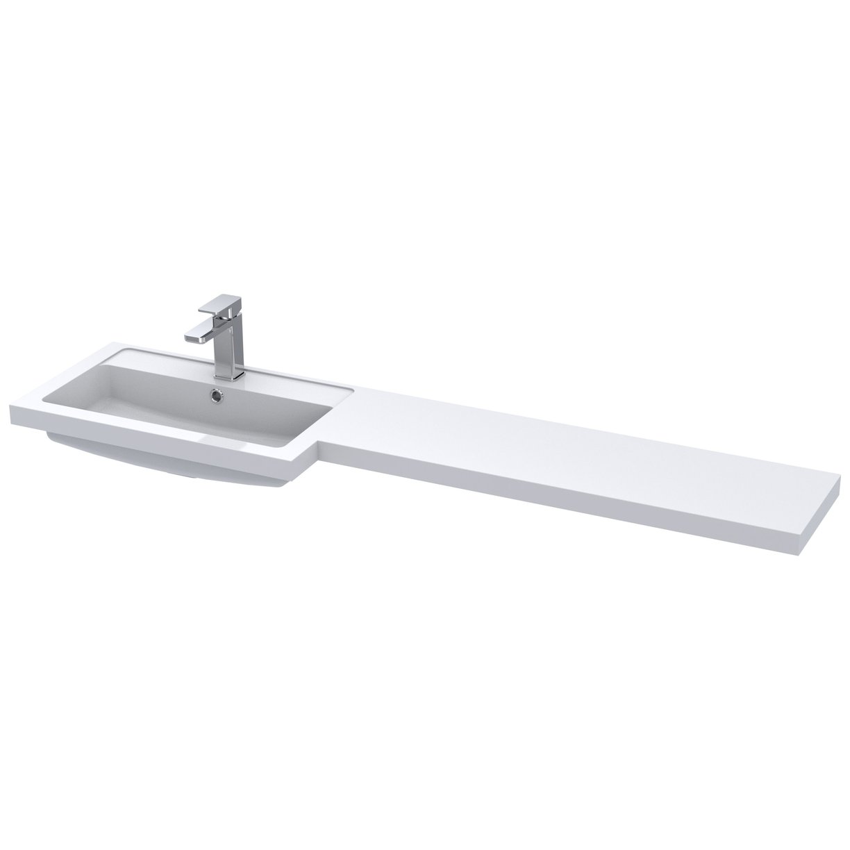 1500 L Shaped Polymarble Basin Lh - White