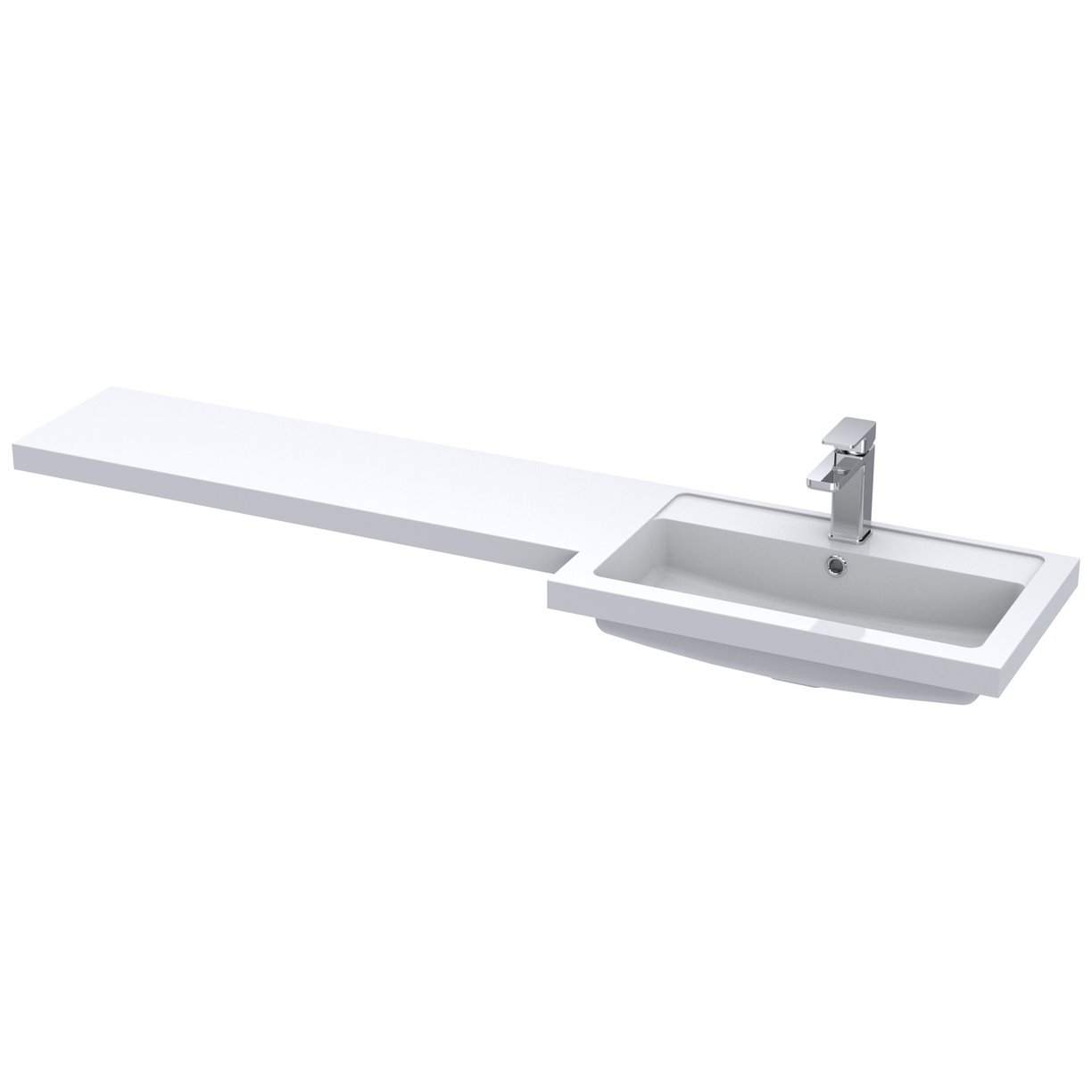 1500 L Shaped Polymarble Basin Rh - White