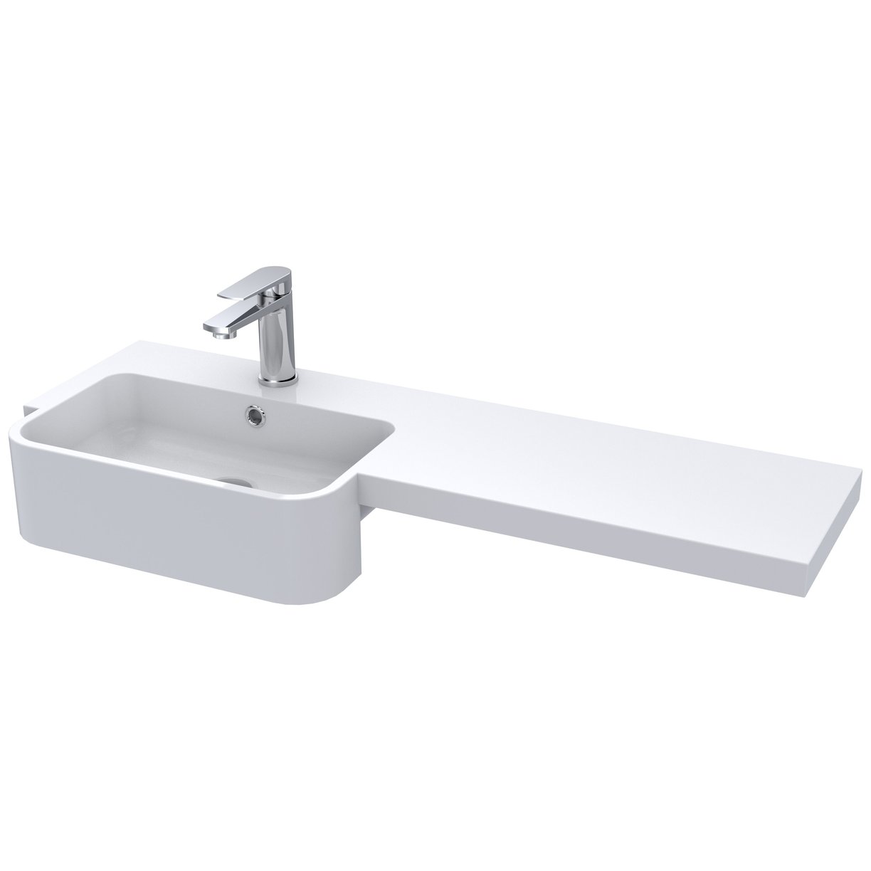 1000 Round S/Recess Polymarble Basin Lh - White