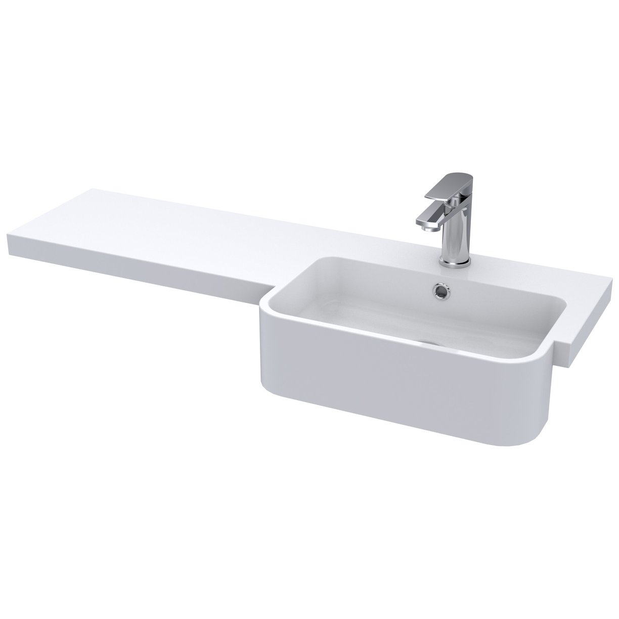 1000 Round S/Recess Polymarble Basin Rh - White