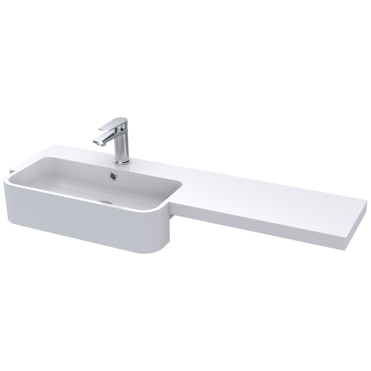 1100 Round S/Recess Polymarble Basin Lh - White