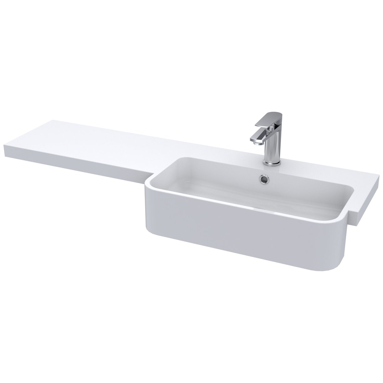1100 Round S/Recess Polymarble Basin Rh - White