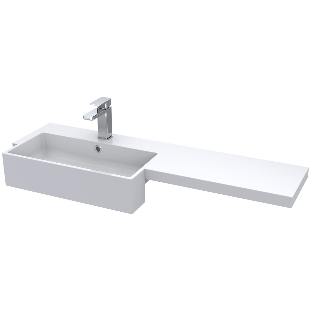 1100 Square S/Recess Polymarble Basin Lh - White