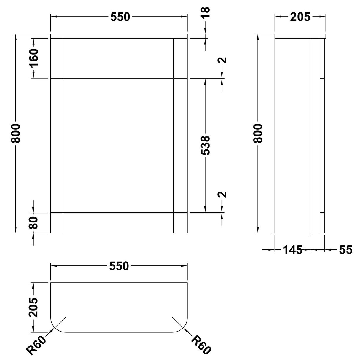 550mm WC Unit - Satin Green