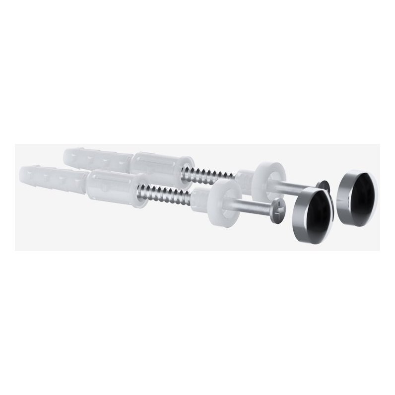 Straight Floor Toilet Pan Fixing Kit (Chrome & white Cap)