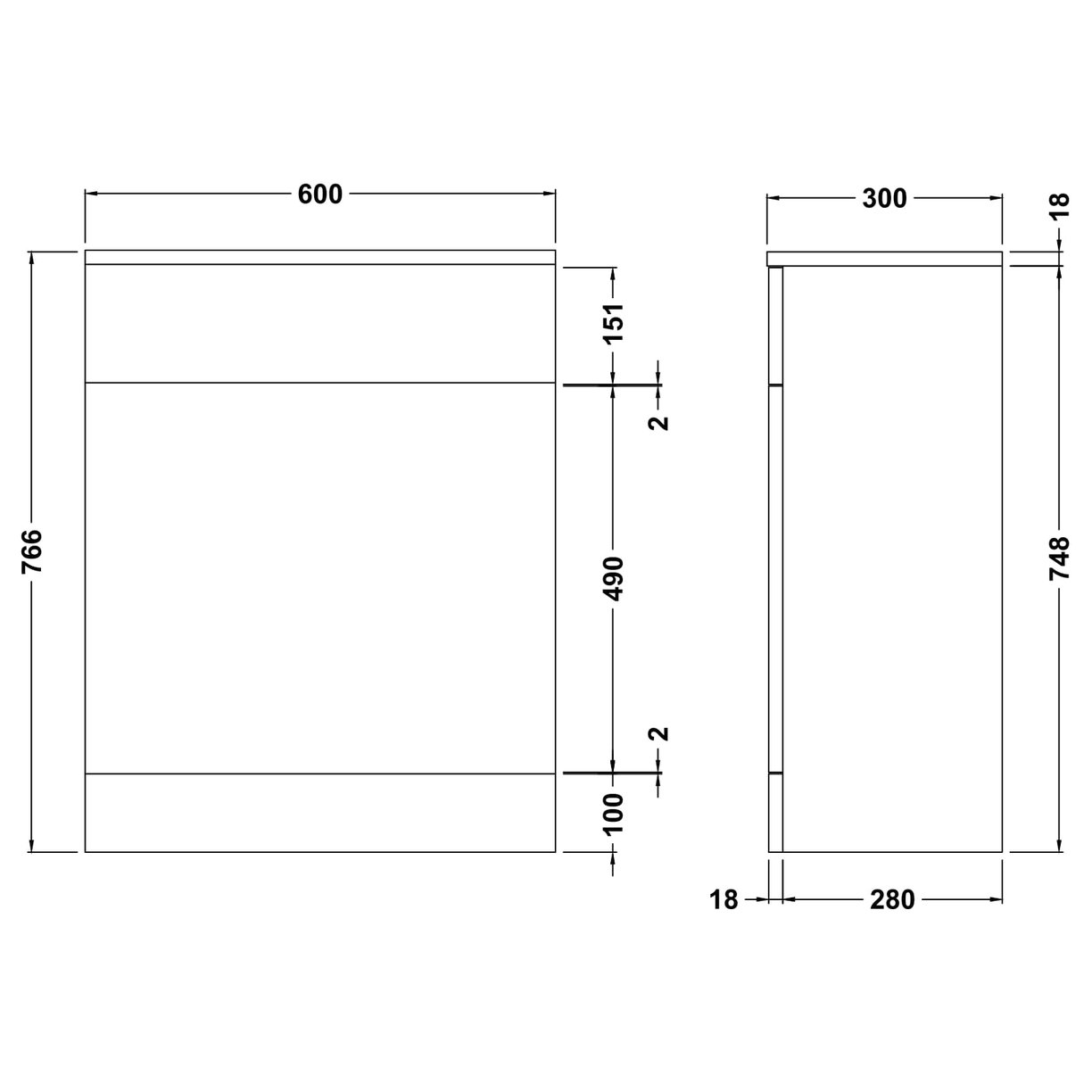 600mm WC Unit - Gloss White