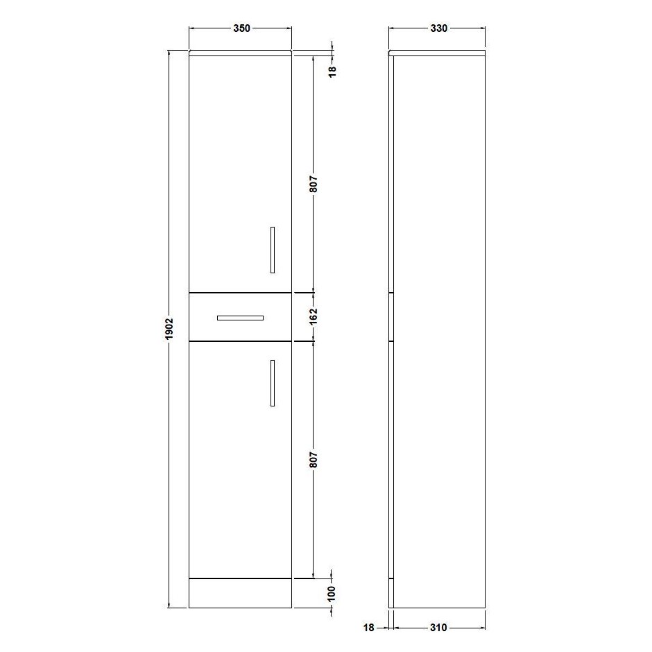 350mm Tall Unit - Gloss White