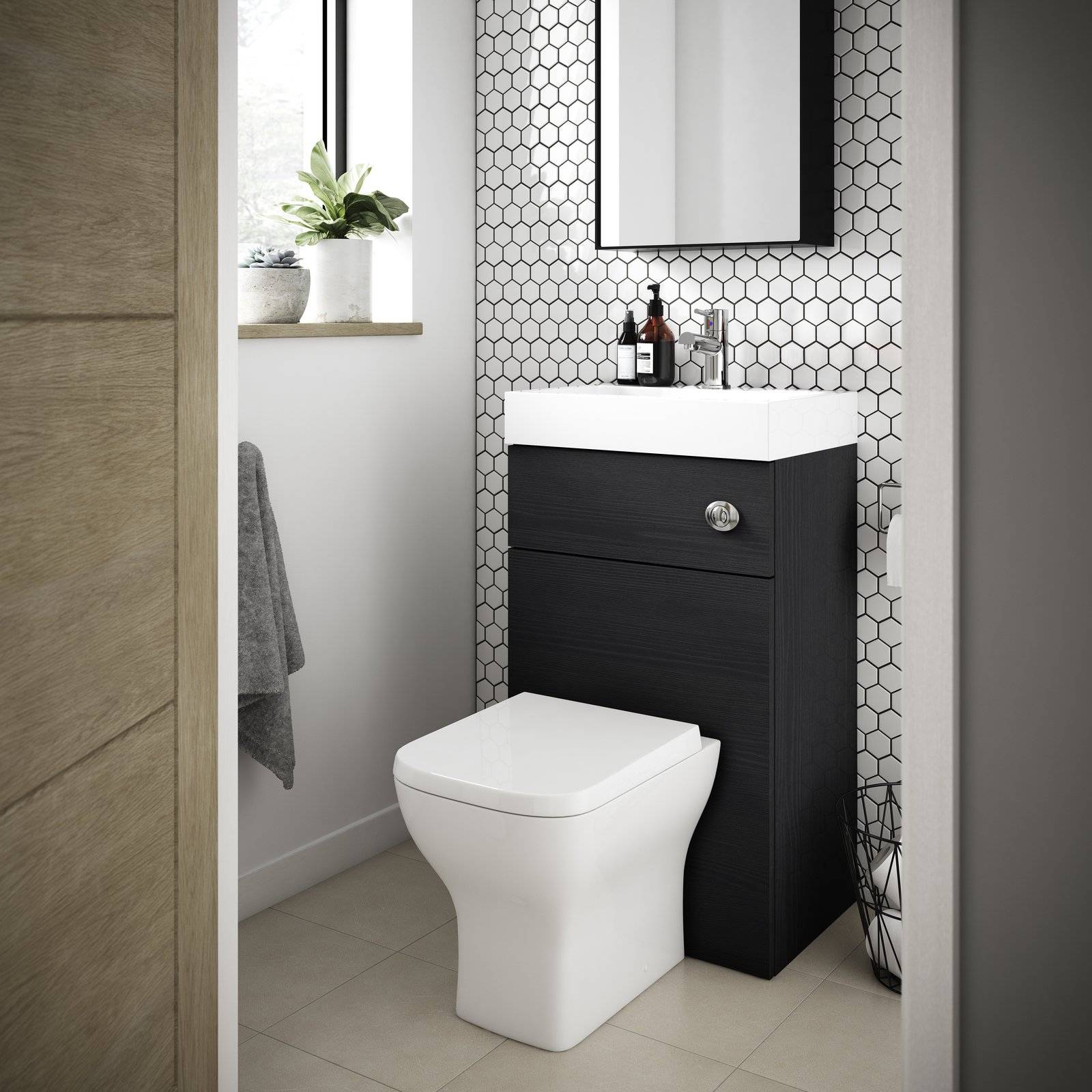 500mm Basin & WC Unit - Charcoal Black