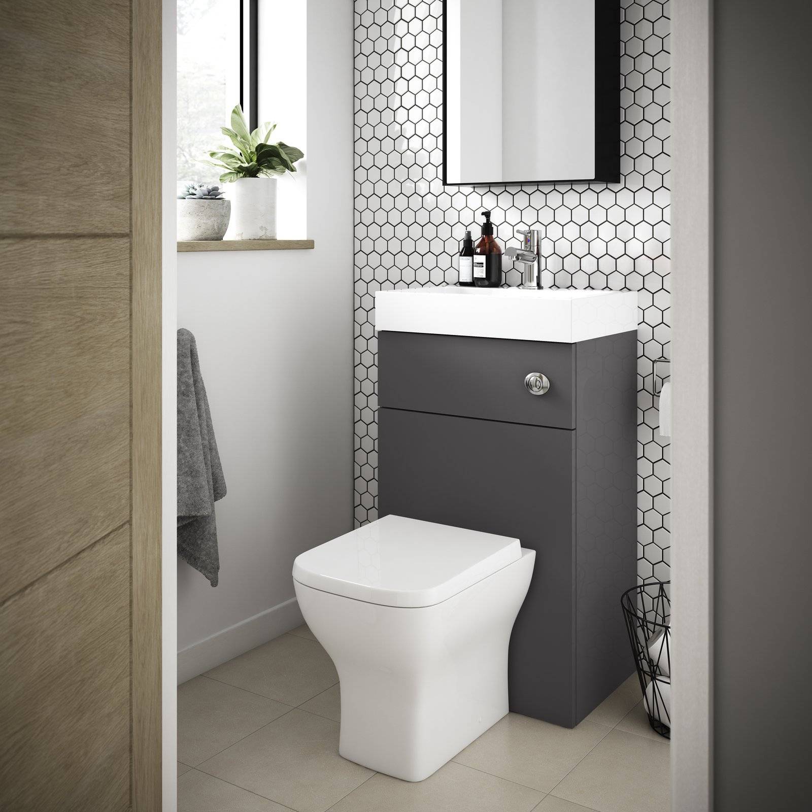 500mm Basin & WC Unit - Gloss Grey