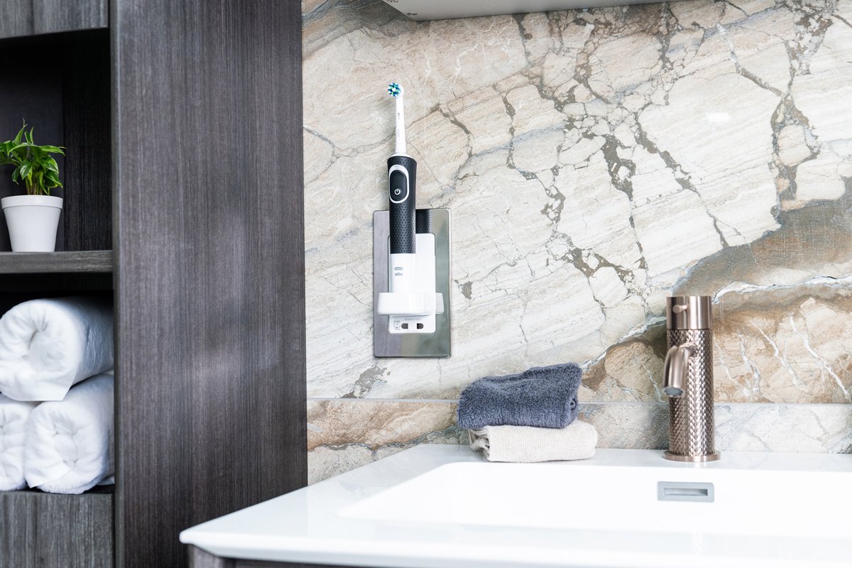 Polished Steel (chrome effect) Front Plate for Toothbrush Chargers (PV11 & PV12)