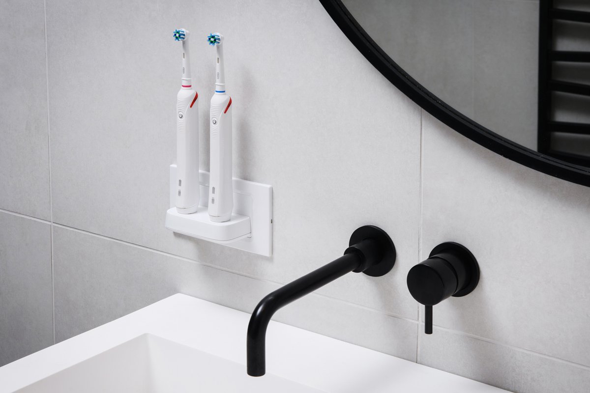 In-Wall Twin Electric Toothbrush Charger - White
