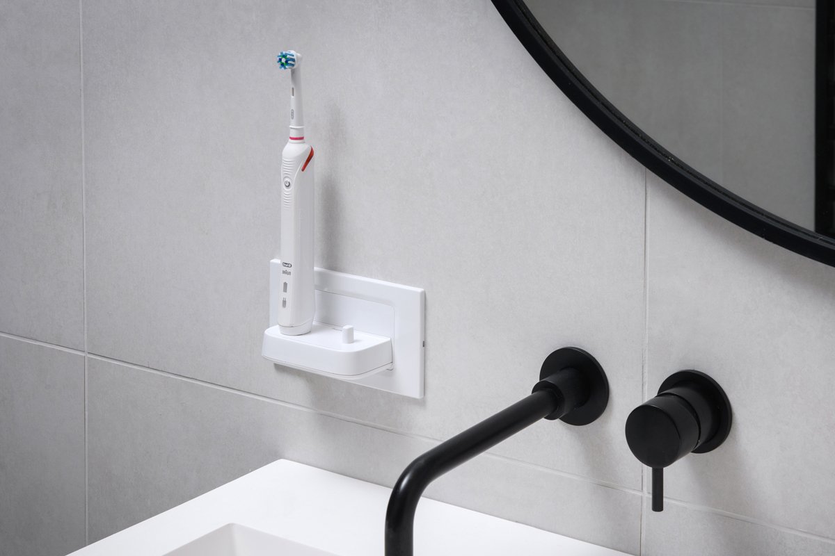 In-Wall Twin Electric Toothbrush Charger - White