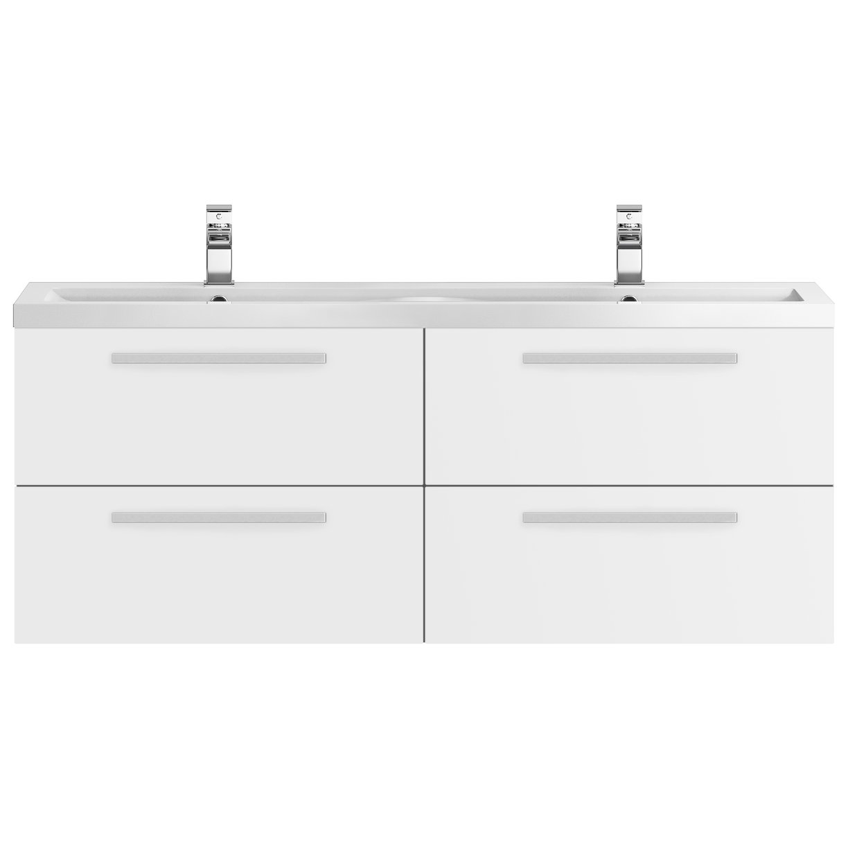 1400Mm 2 Drawer Wh Vanity And Basin - Gloss White