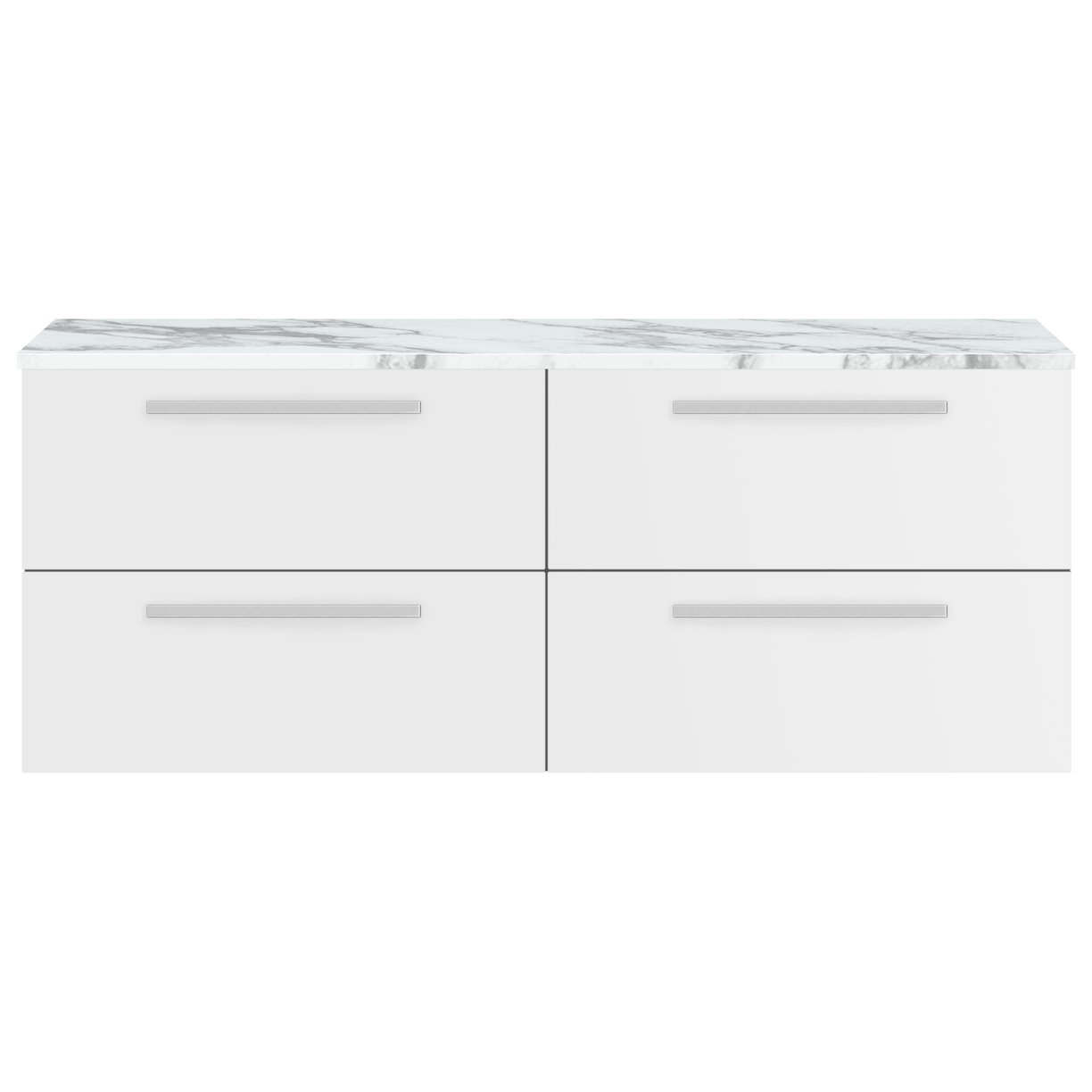 1400 W/H 2-Drawer Unit & Lam Worktop - Gloss White