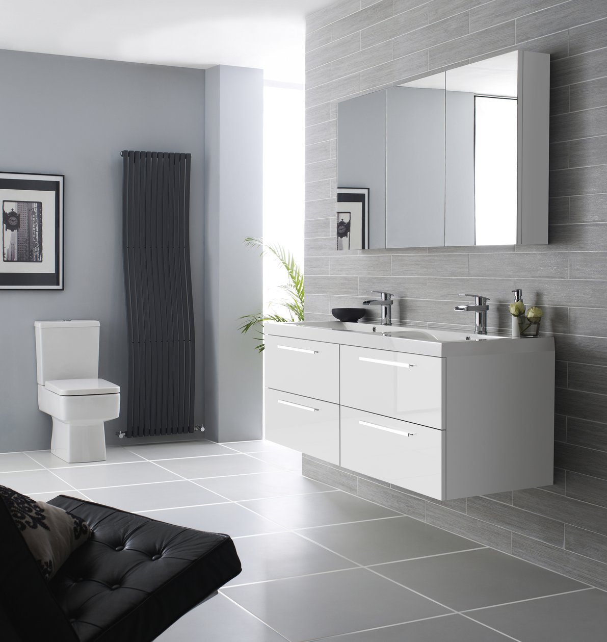 1400Mm 2 Drawer Wh Vanity And Basin - Gloss White