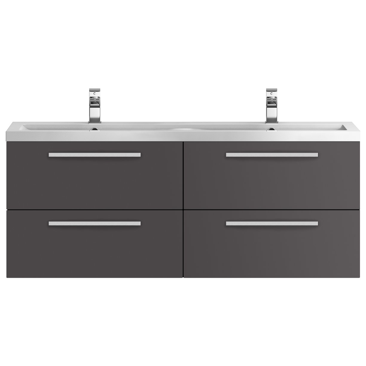 1400Mm 2 Drawer Wh Vanity And Basin - Gloss Grey