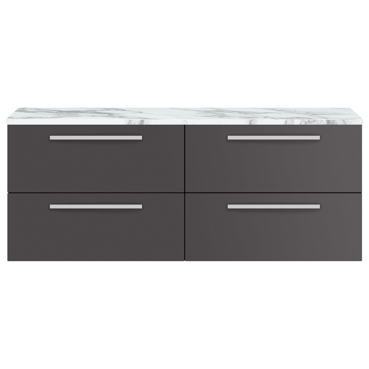 1400 W/H 2-Drawer Unit & Lam Worktop - Gloss Grey
