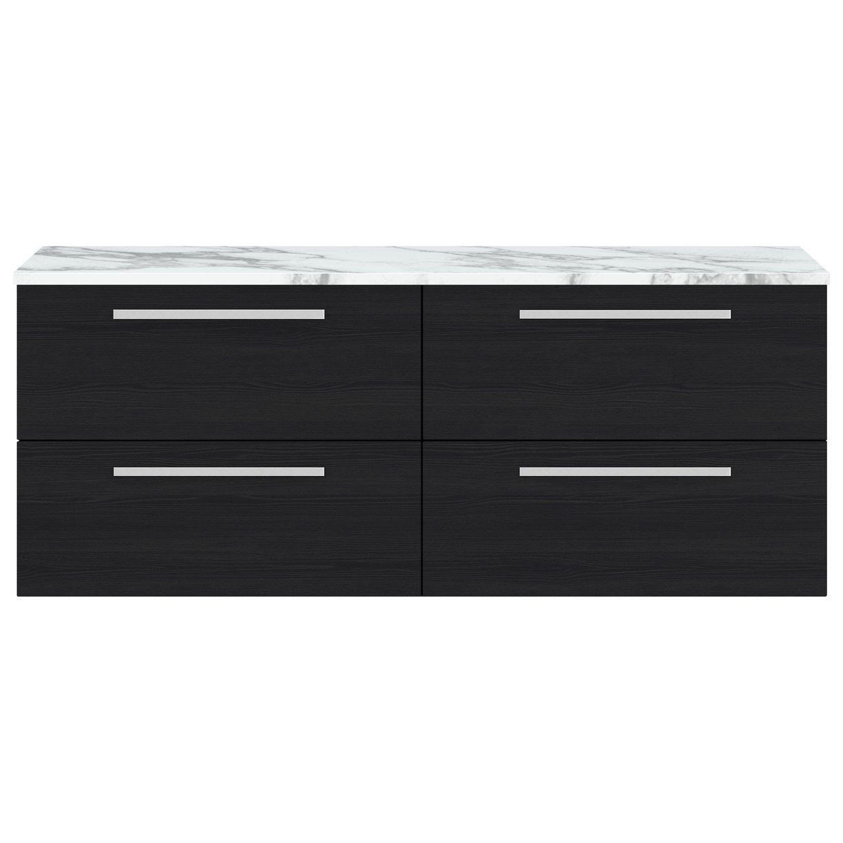 1400 W/H 2-Drawer Unit & Lam Worktop - Black Woodgrain