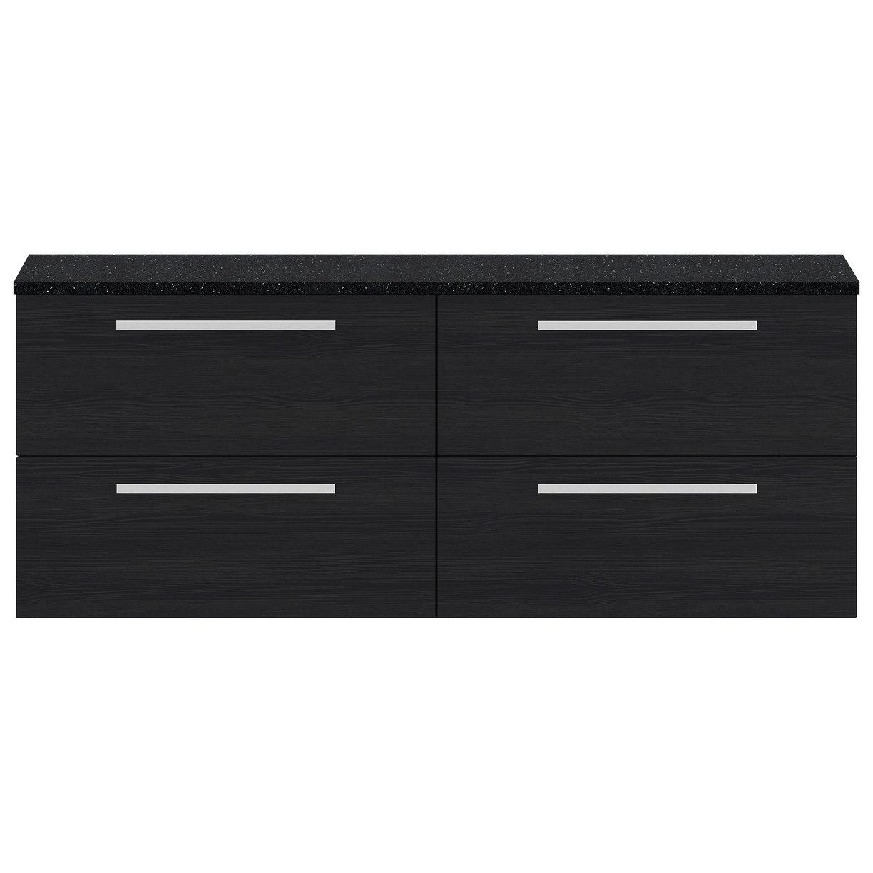 1400Mm 2 Drawer Wh Vanity And Worktop - Black Woodgrain