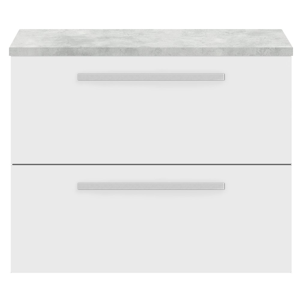 718Mm 2 Drawer Wh Vanity And Worktop - Gloss White