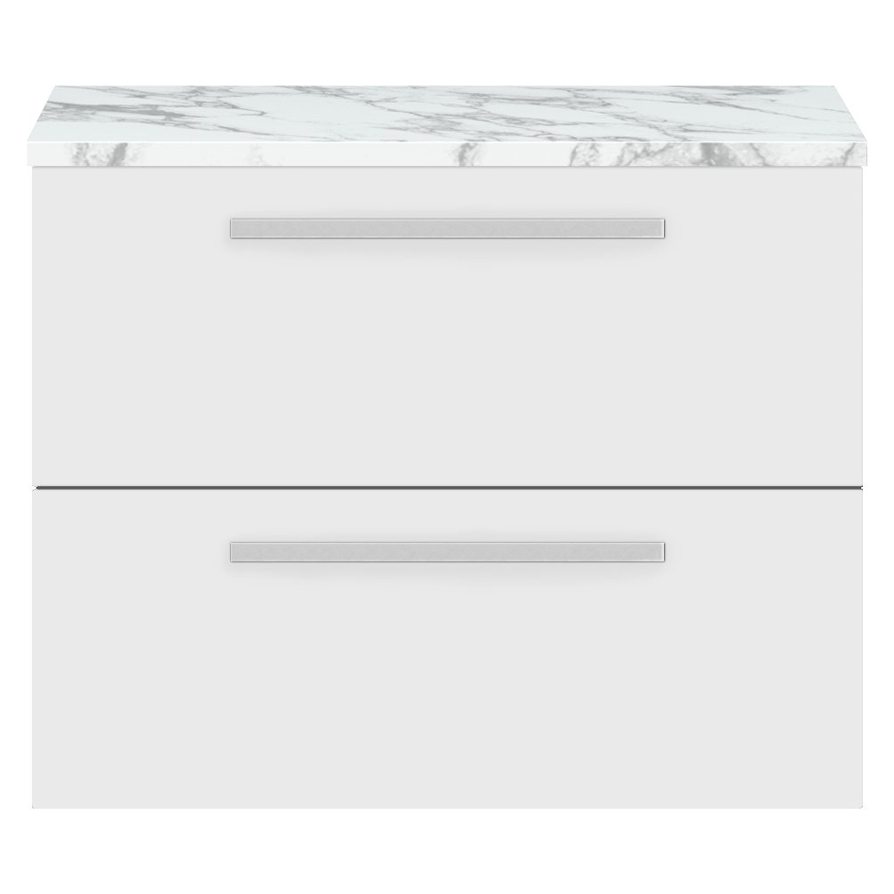718 W/H 2-Drawer Unit & Lam Worktop - Gloss White