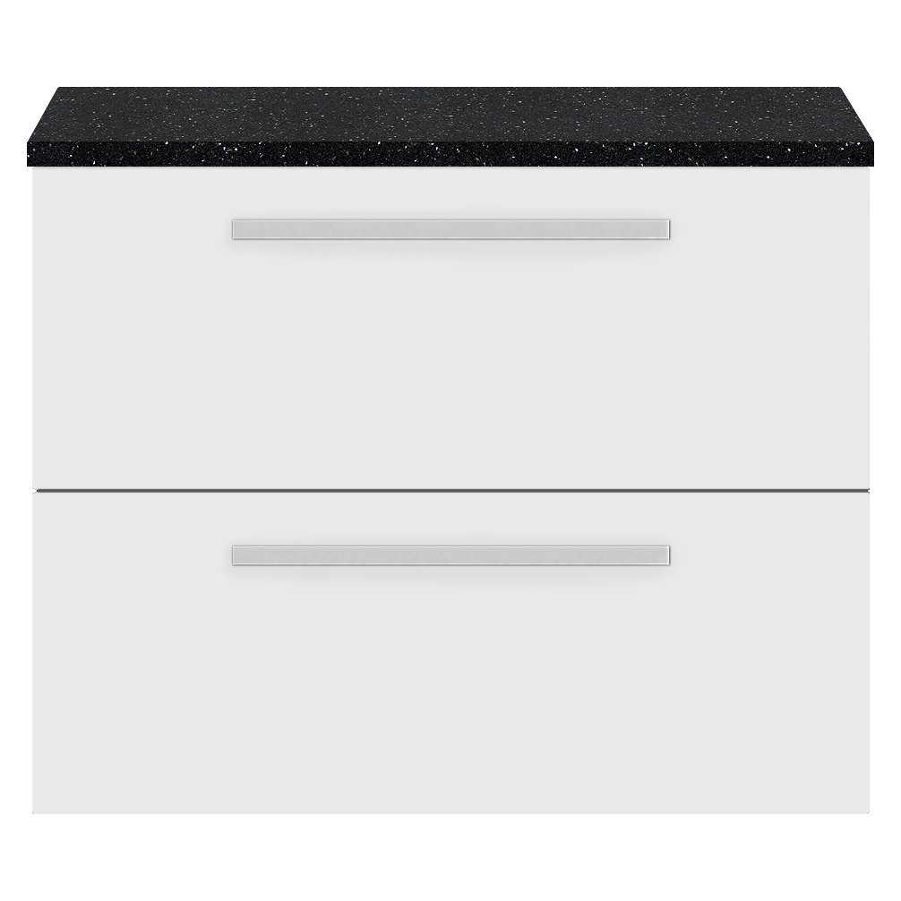 718Mm 2 Drawer Wh Vanity And Worktop - Gloss White