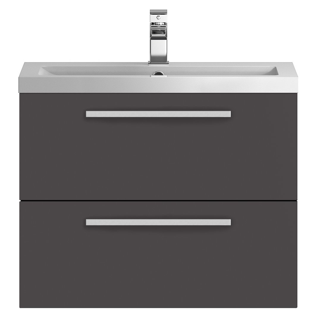 718Mm 2 Drawer Wh Vanity And Basin - Gloss Grey