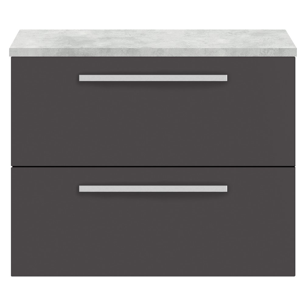718Mm 2 Drawer Wh Vanity And Worktop - Gloss Grey