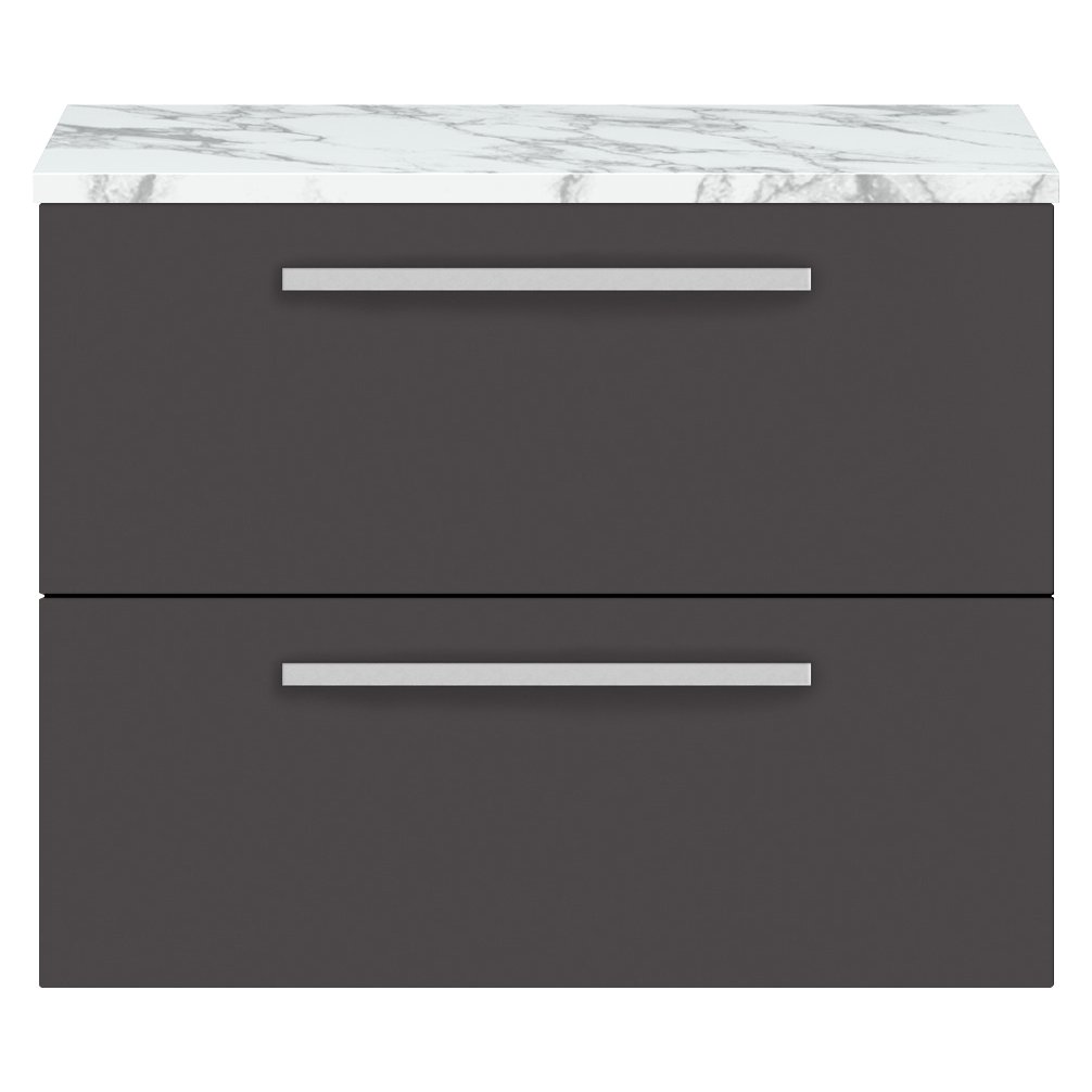 718 W/H 2-Drawer Unit & Lam Worktop - Gloss Grey