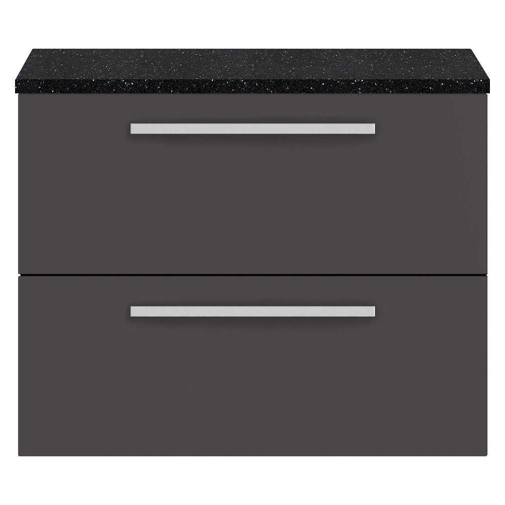 718Mm 2 Drawer Wh Vanity And Worktop - Gloss Grey