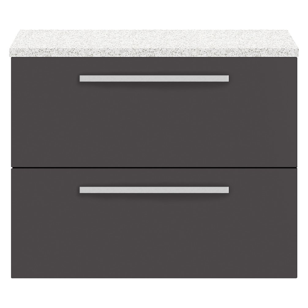 718Mm 2 Drawer Wh Vanity And Worktop - Gloss Grey