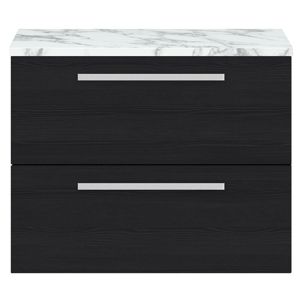 718 W/H 2-Drawer Unit & Lam Worktop - Black Woodgrain