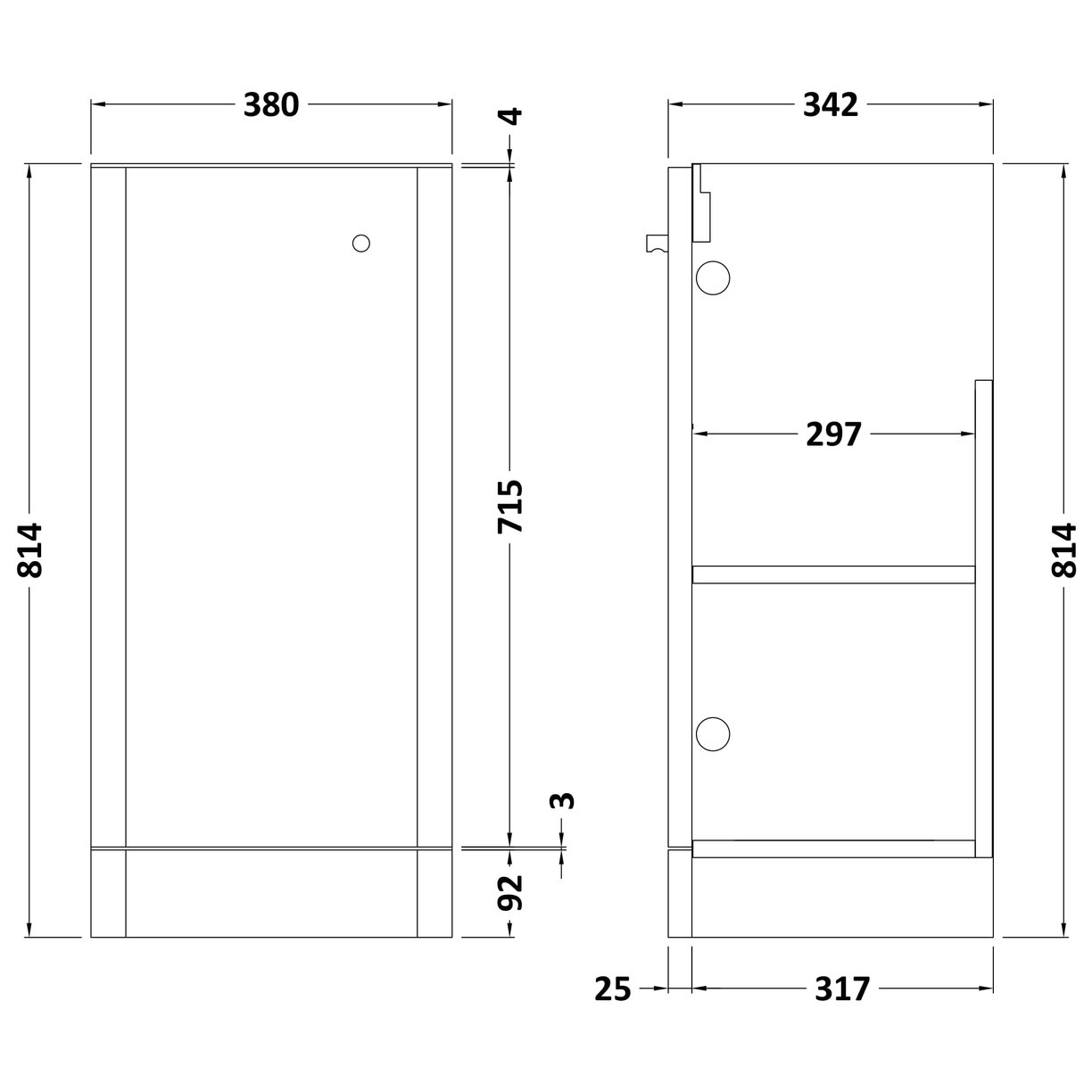 400mm Floor Standing 1-Door Unit - Gloss White