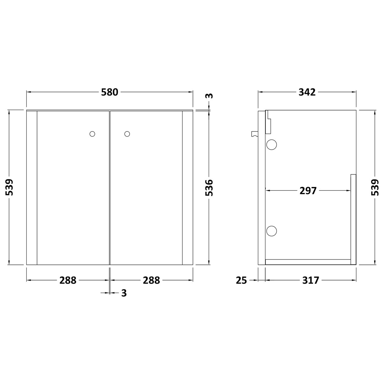 600mm Wall Hung 2-Door Unit - Gloss White