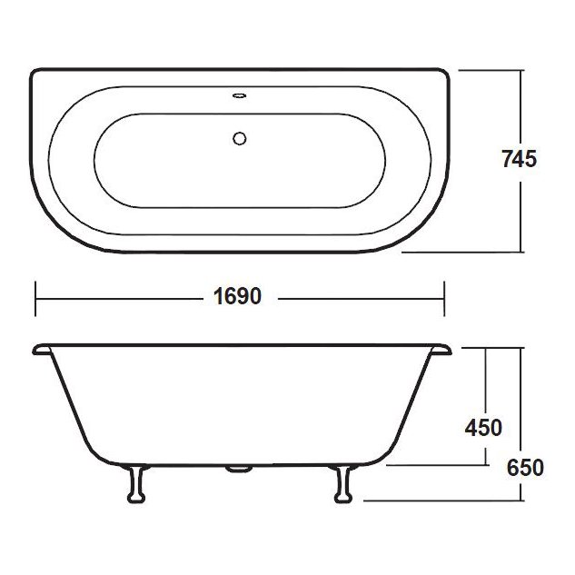 White Btw 1700 F/S Bath Deacon Legs - White