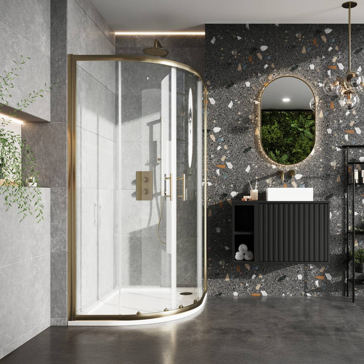 Brushed Brass 6mm  800mm Double Door Quad (1900mm)