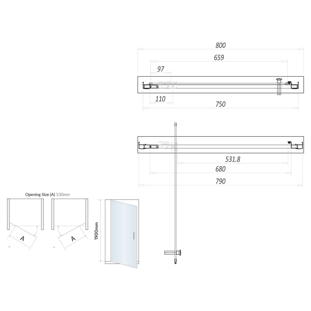 Brushed Brass 6mm  800mm Pivot Door (1900mm)