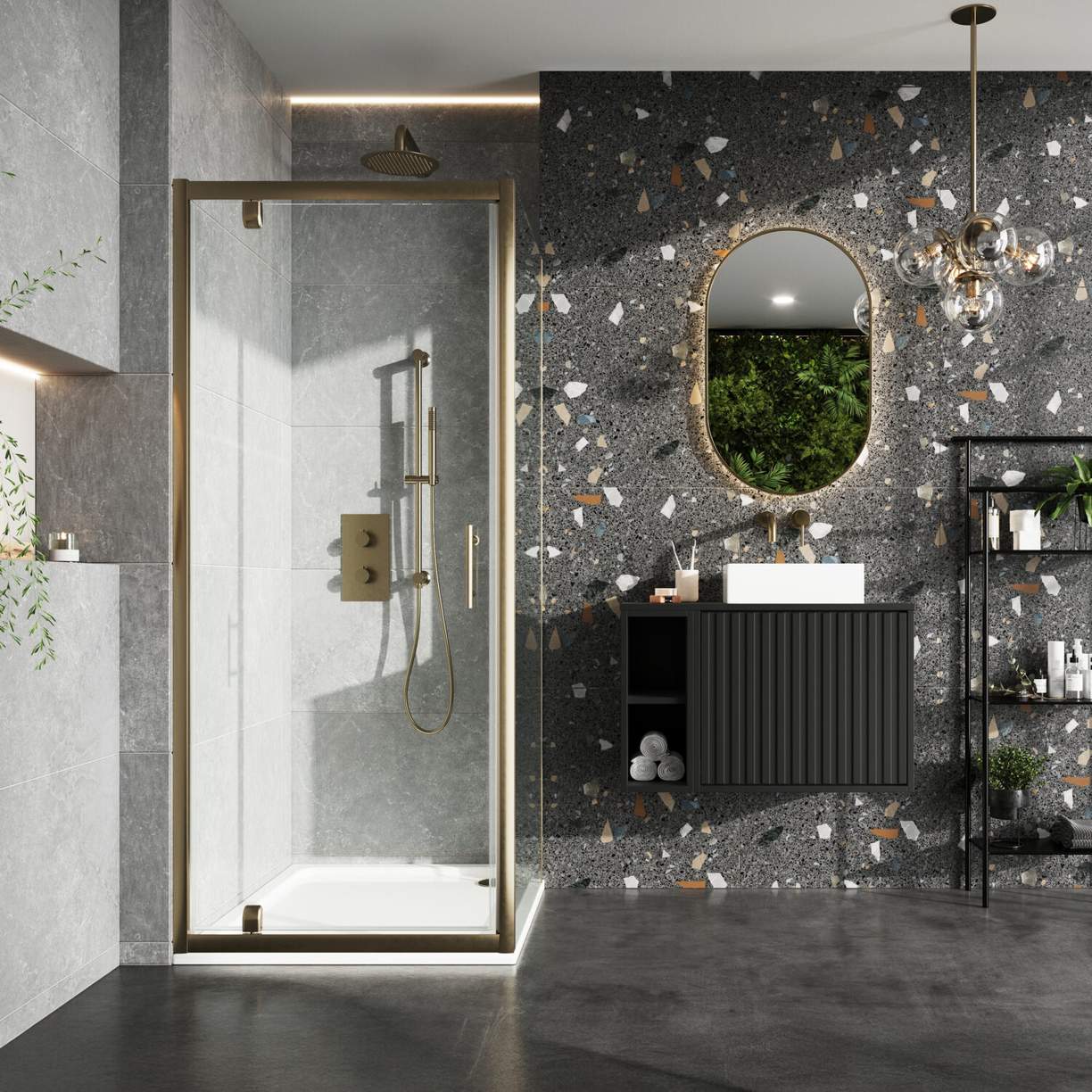 Brushed Brass 6mm  900mm Side Panel (1900mm)