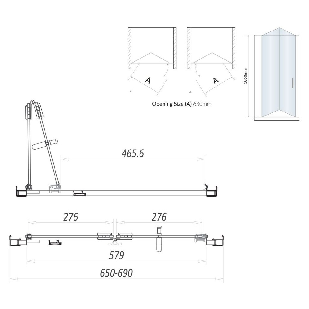 Bifold Semi Frameless Door 700 mm