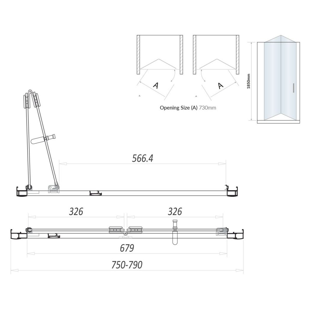Bifold Semi Frameless Door 800 mm
