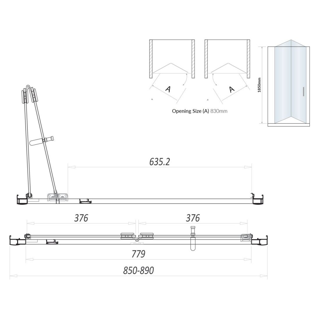Bifold Semi Frameless Door 900 mm