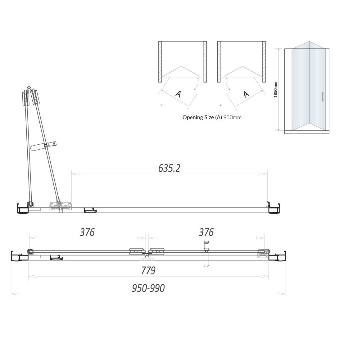 Bifold Semi Frameless Door 1000 mm