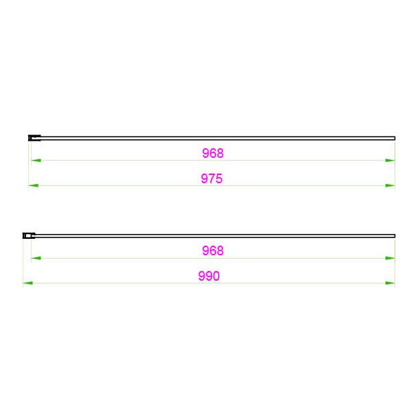 8mm Fluted Glass Wetroom Panel 1000mm