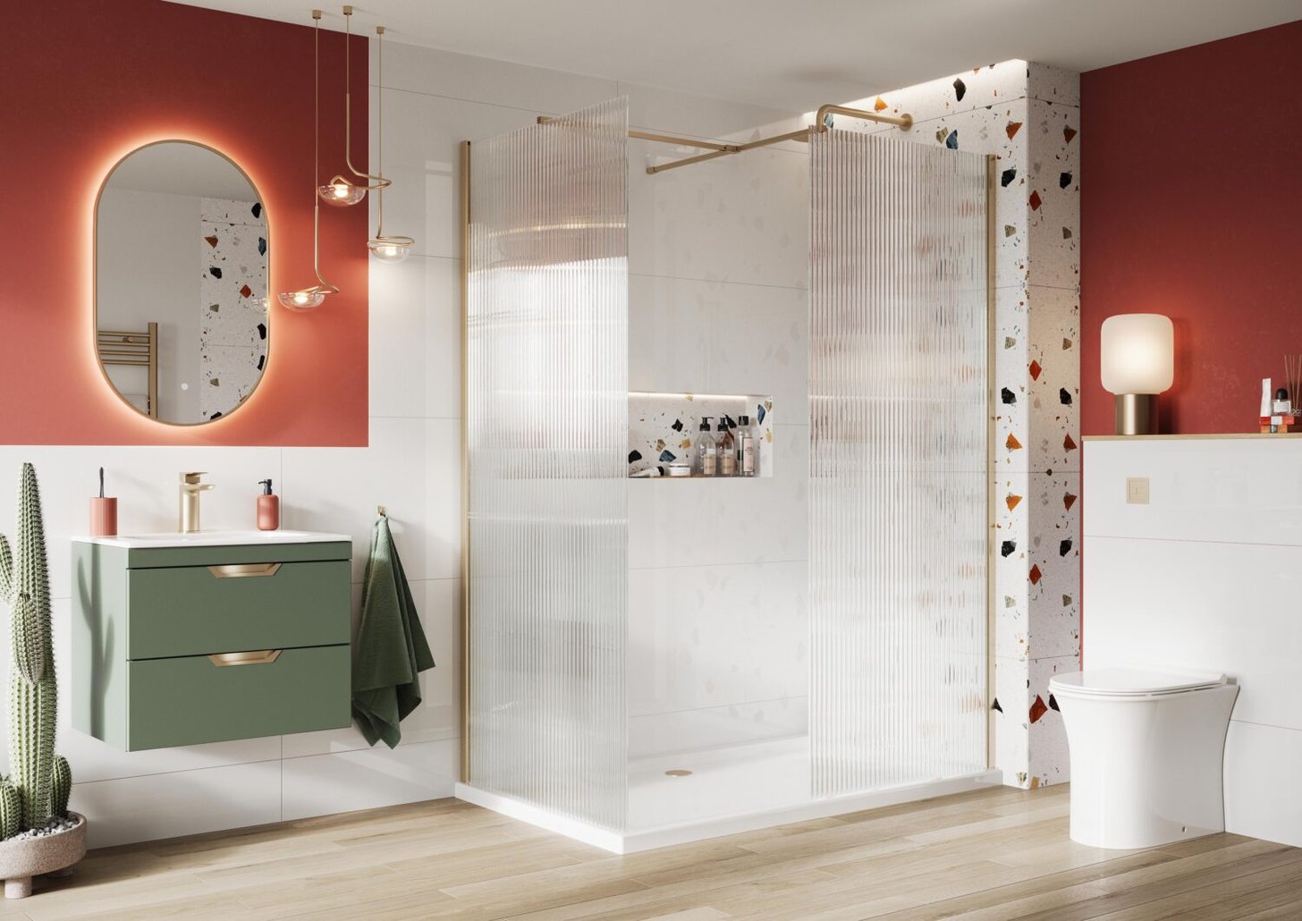 Forte 8mm Wetroom Screen with Wall Profile & Bracing Bar 1200mm