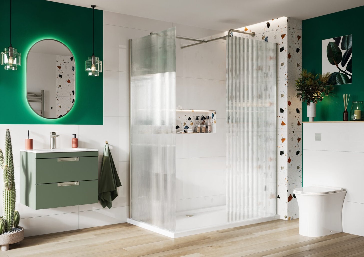 Forte 8mm Wetroom Screen with Wall Profile & Bracing Bar 700mm